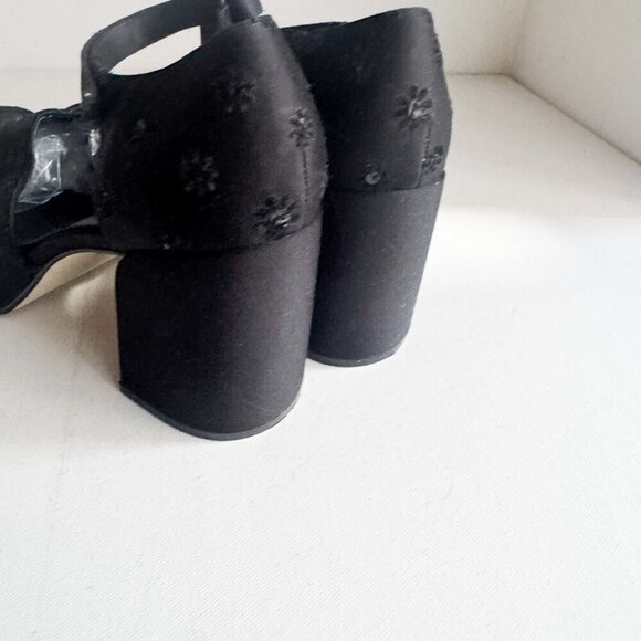 Vintage Y2K Studio Roma Black Satin Floral Chunky Heels 11 - Picture 6 of 10